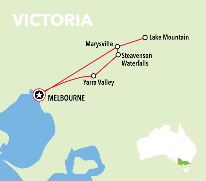 Lake Mountain Snow Waterfalls Map